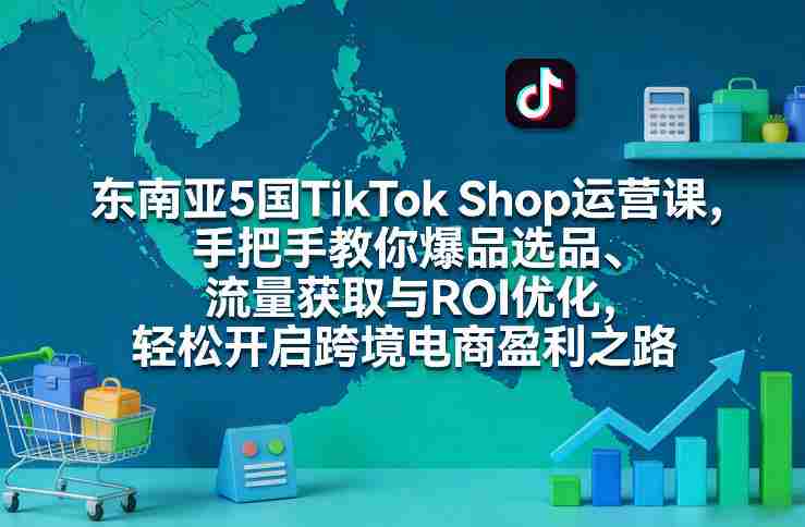 东南亚5国TikTok Shop运营课，手把手教你爆品选品、流量获取与ROI优化，轻松开启跨境电商盈利之路-中创网_分享创业项目_助您在家赚钱