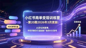 (17590期)小红书商单变现训练营-第20期26年3月更新:从定位到接单,手把手教你打造能接广告的KOC账号-中创网_分享创业项目_助您在家赚钱