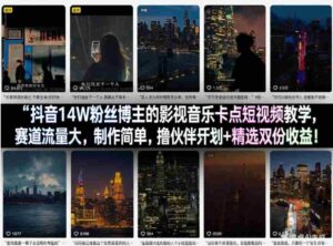 抖音14W粉丝博主的影视音乐卡点短视频教学,赛道流量大,制作简单,撸伙伴计划+精选双份收益!-中创网_分享创业项目_助您在家赚钱