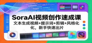 SoraAI视频创作速成课:文本生成视频+提示词+剪辑+风格化,新手快速出片-中创网_分享创业项目_助您在家赚钱
