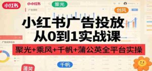 小红书广告投放从0到1实战课:聚光+乘风+千帆+蒲公英全平台实操-中创网_分享创业项目_助您在家赚钱