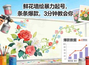 鲜花墙绘暴力起号，条条爆款，3分钟教会你-中创网_分享创业项目_助您在家赚钱