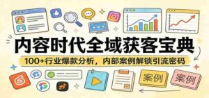 内容时代全域获客宝典:100+行业爆款分析,内部案例解锁引流密码-中创网_分享创业项目_助您在家赚钱