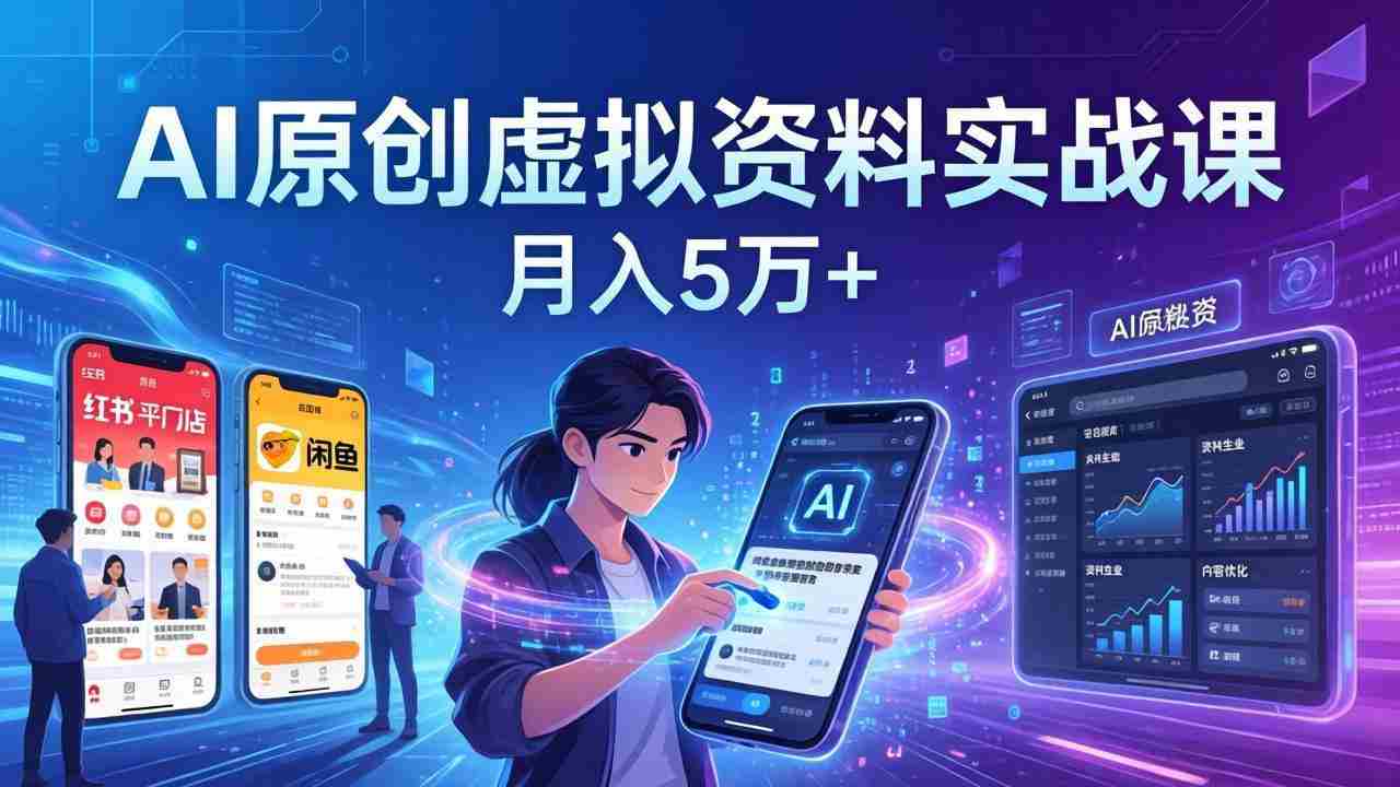 （17657期）AI原创虚拟资料实战课：2026新机会，小红书闲鱼开店，普通人用AI轻松变现，月入5万+-中创网_分享创业项目_助您在家赚钱