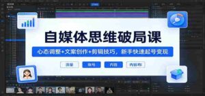 自媒体思维破局课:心态调整+文案创作+剪辑技巧,新手快速起号变现-中创网_分享创业项目_助您在家赚钱