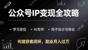 (17523期)公众号IP变现全攻略-更新,学习定位、AI写作、钩子设计与转化,构建获客闭环,副业月入过万-中创网_分享创业项目_助您在家赚钱