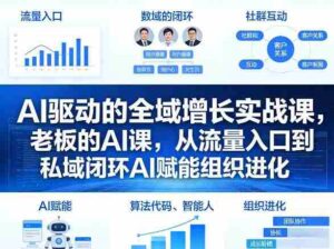 AI驱动的全域增长实战课,老板的AI课,从流量入口到私域闭环AI赋能组织进化(26年3月12-14日)-中创网_分享创业项目_助您在家赚钱