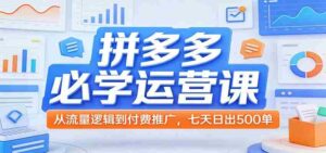 拼多多必学运营课:从流量逻辑到付费推广,七天日出500单-中创网_分享创业项目_助您在家赚钱