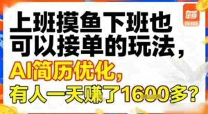 上班摸鱼下班也可以接单的玩法，AI简历优化，有人一天挣了1.6k？-中创网_分享创业项目_助您在家赚钱