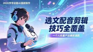 (17477期)2026字字动画AI漫剧制作-1期,选文配音剪辑技巧全覆盖,一个人就能批量产出爆款漫剧-中创网_分享创业项目_助您在家赚钱