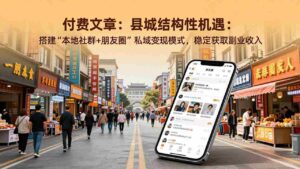 (17518期)付费文章:县城结构性机遇:搭建“本地社群+朋友圈”私域变现模式,稳定获取副业收入-中创网_分享创业项目_助您在家赚钱