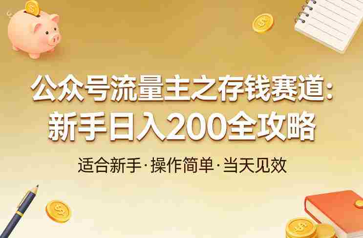 公众号流量主之存钱赛道,贴合当下需求,适合新手,一天收益2张