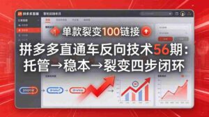 (17737期)拼多多直通车反向技术56期:托管→稳本→裂变四步闭环,单款裂变100链接抢占核心流量-中创网_分享创业项目_助您在家赚钱