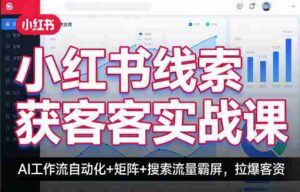 小红书线索获客实战课,AI工作流自动化+矩阵+搜索流量霸屏,拉爆客资-中创网_分享创业项目_助您在家赚钱