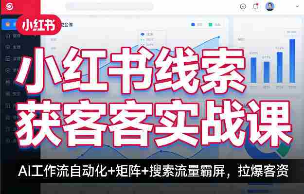 小红书线索获客实战课,AI工作流自动化+矩阵+搜索流量霸屏,拉爆客资