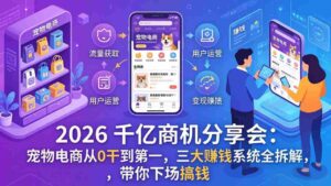 (17726期)2026 千亿商机分享会:宠物电商从0干到第一,三大赚钱系统全拆解,带你下场搞钱-中创网_分享创业项目_助您在家赚钱