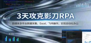 3天攻克影刀RPA:自媒体多平台数据采集、Excel 、飞书操作,实现自动化办公-中创网_分享创业项目_助您在家赚钱