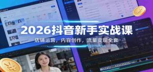 2026抖音新手实战课：店铺运营，内容创作，流量变现全套-中创网_分享创业项目_助您在家赚钱