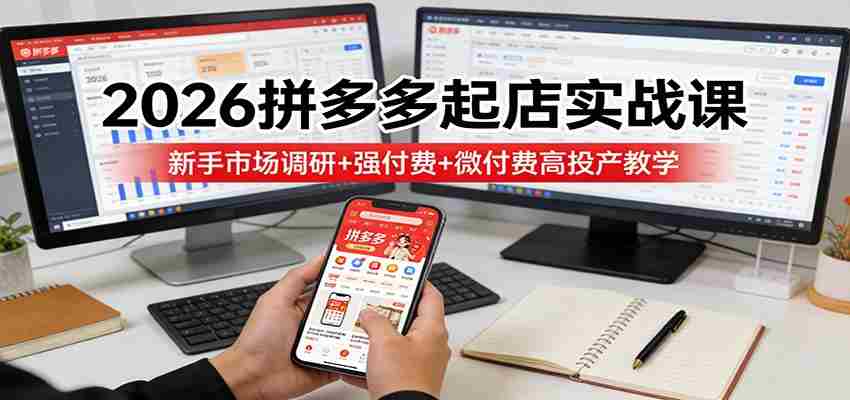 2026拼多多起店实战课：新手市场调研+强付费+微付费高投产教学-中创网_分享创业项目_助您在家赚钱