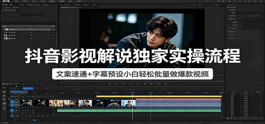 抖音影视解说独家实操流程，文案速通+字幕预设小白轻松批量做爆款视频-中创网_分享创业项目_助您在家赚钱