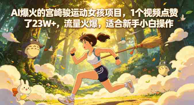 AI爆火的宫崎骏运动女孩项目,1个视频点赞了23W+,流量火爆,适合新手小白操作【详细拆解】