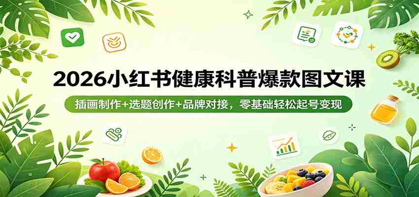 2026小红书健康科普爆款图文课：插画制作+选题创作+品牌对接，零基础轻松起号变现-中创网_分享创业项目_助您在家赚钱