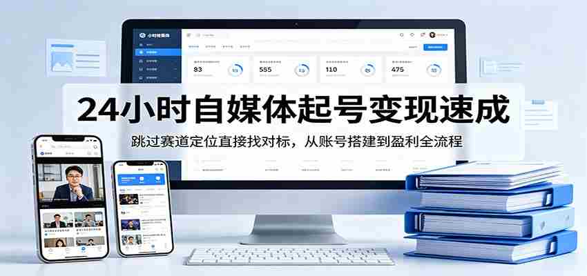 24小时自媒体起号变现速成，跳过赛道定位直接找对标，从账号搭建到盈利全流程-中创网_分享创业项目_助您在家赚钱