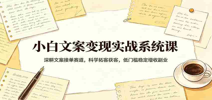 小白文案变现实战系统课：深耕文案接单赛道，科学拓客获客，低门槛稳定增收副业-中创网_分享创业项目_助您在家赚钱