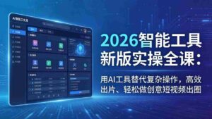 (18005期)2026智能工具新版实操全课:用AI工具替代复杂操作,高效出片、轻松做创意短视频出圈-中创网_分享创业项目_助您在家赚钱