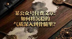 某公众号付费文章:如何将沉稳的气质深入到骨髓里?-中创网_分享创业项目_助您在家赚钱