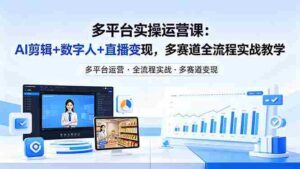 (18257期)某团队多平台实操运营课-更新26年4月29:AI剪辑+数字人+直播变现,多赛道全流程实战教学-中创网_分享创业项目_助您在家赚钱
