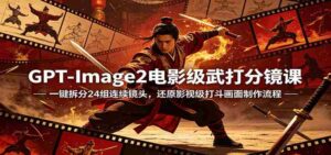 GPT-Image2电影级武打分镜课：一键拆分24组连续镜头，还原影视级打斗画面制作流程-中创网_分享创业项目_助您在家赚钱