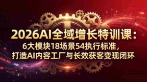 (18103期)2026AI全域增长特训课:6大模块18场景54执行标准,打造AI内容工厂与长效获客变现闭环-中创网_分享创业项目_助您在家赚钱