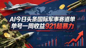 AI今日头条国际军事赛道,单号一周收益921,超暴力-中创网_分享创业项目_助您在家赚钱