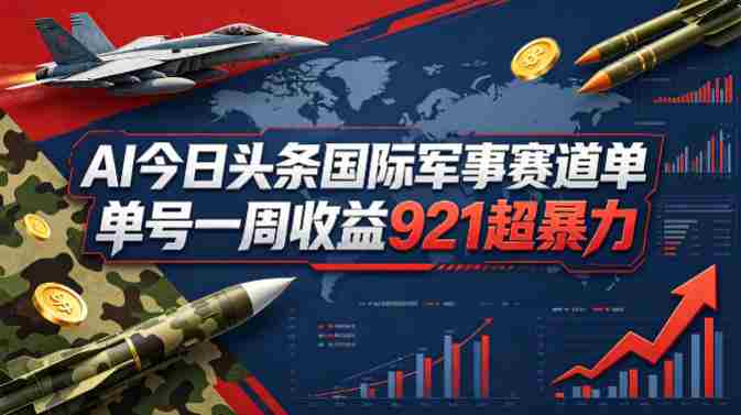 AI今日头条国际军事赛道,单号一周收益921,超暴力