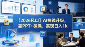 【2026风口】AI搞钱升级,靠PPT+微课,实现日入1k-中创网_分享创业项目_助您在家赚钱