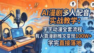 (18060期) AI漫剧多人配音实战教学:字字动漫全套流程,有人靠漫剧推文变现100W+,学完直接落地-中创网_分享创业项目_助您在家赚钱