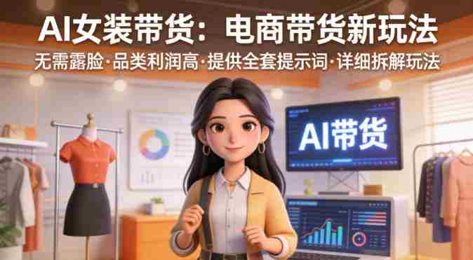 AI女装带货,电商带货新玩法,无需露脸,品类利润高,提供全套提示词,详细拆解玩法