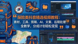 （17994期）探险类抖音精选视频教程：素材、工具、剪辑、AI、文案、后期处理全教学，分成计划轻松变现-中创网_分享创业项目_助您在家赚钱