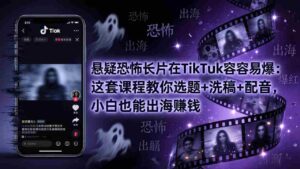(18220期)悬疑恐怖长片在TikTok最容易爆:这套课程教你选题+洗稿+配音,小白也能出海赚钱-中创网_分享创业项目_助您在家赚钱