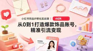 小红书饰品IP孵化实战课|从0到1打造爆款饰品账号,精准引流变现-中创网_分享创业项目_助您在家赚钱