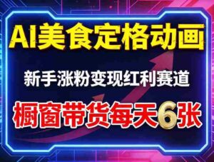 AI美食定格动画,新手涨粉变现红利赛道,橱窗带货每天6张+收徒变现-中创网_分享创业项目_助您在家赚钱