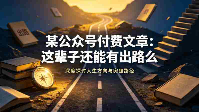 某公众号付费文章:这辈子还能有出路么