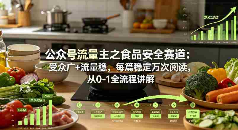 公众号流量主之食品安全赛道,受众广+流量稳,每篇作品稳定万次阅读,从0-1全流程讲解