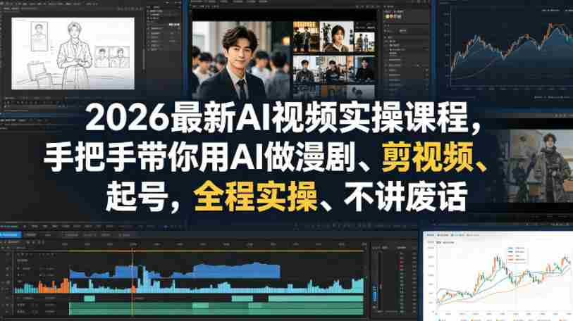 2026最新AI视频实操课程,手把手带你用AI做漫剧、剪视频、起号,全程实操、不讲废话