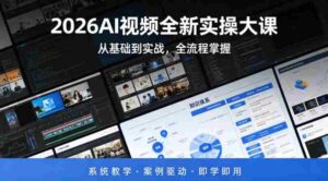 2026AI视频全新实操大课,从基础到实战,全流程掌握,系统教学·案例驱动·即学即用-中创网_分享创业项目_助您在家赚钱