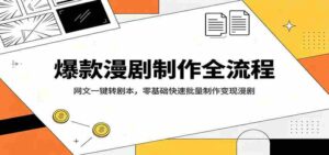 爆款漫剧制作全流程:网文一键转剧本,零基础快速批量制作变现漫剧-中创网_分享创业项目_助您在家赚钱