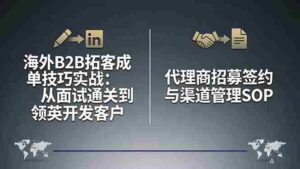 (17985期)海外B2B拓客成单技巧实战:从面试通关到领英开发客户,代理商招募签约与渠道管理SOP-中创网_分享创业项目_助您在家赚钱