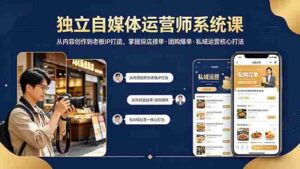 (18113期) 独立自媒体运营师系统课|从内容创作到老板IP打造,掌握探店接单·团购爆单·私域运营核心打法-中创网_分享创业项目_助您在家赚钱