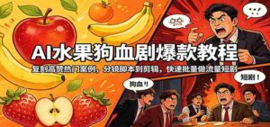 AI水果狗血剧爆款教程：复刻高赞热门案例，分镜脚本到剪辑，快速批量做流量短剧-中创网_分享创业项目_助您在家赚钱